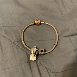 Pandora bracelet and 3 charms
